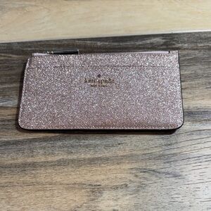 NWT Kate Spade Shimmy Glitter Slim Card Holder Wallet – Rose Gold-Original Box